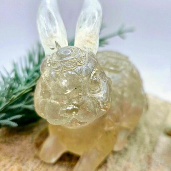 Nature Crystal Chips Resin Blessing Fortune Big Rabbit  Figure - Picture 9 of 10